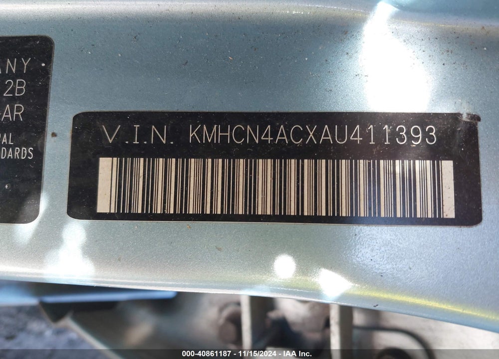 2010 HYUNDAI ACCENT GLS VIN: KMHCN4ACXAU411393