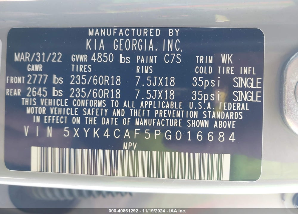 2023 KIA SPORTAGE SX VIN: 5XYK4CAF5PG016684