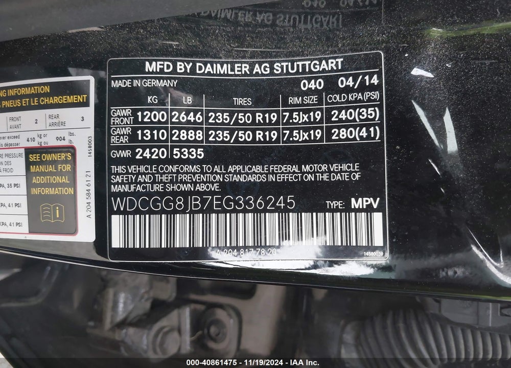 2014 MERCEDES-BENZ GLK 350 4MATIC VIN: WDCGG8JB7EG336245