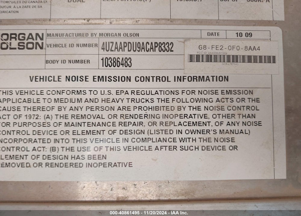 2010 FREIGHTLINER CHASSIS M LINE WALK-IN VAN VIN: 4UZAAPDU9ACAP8332