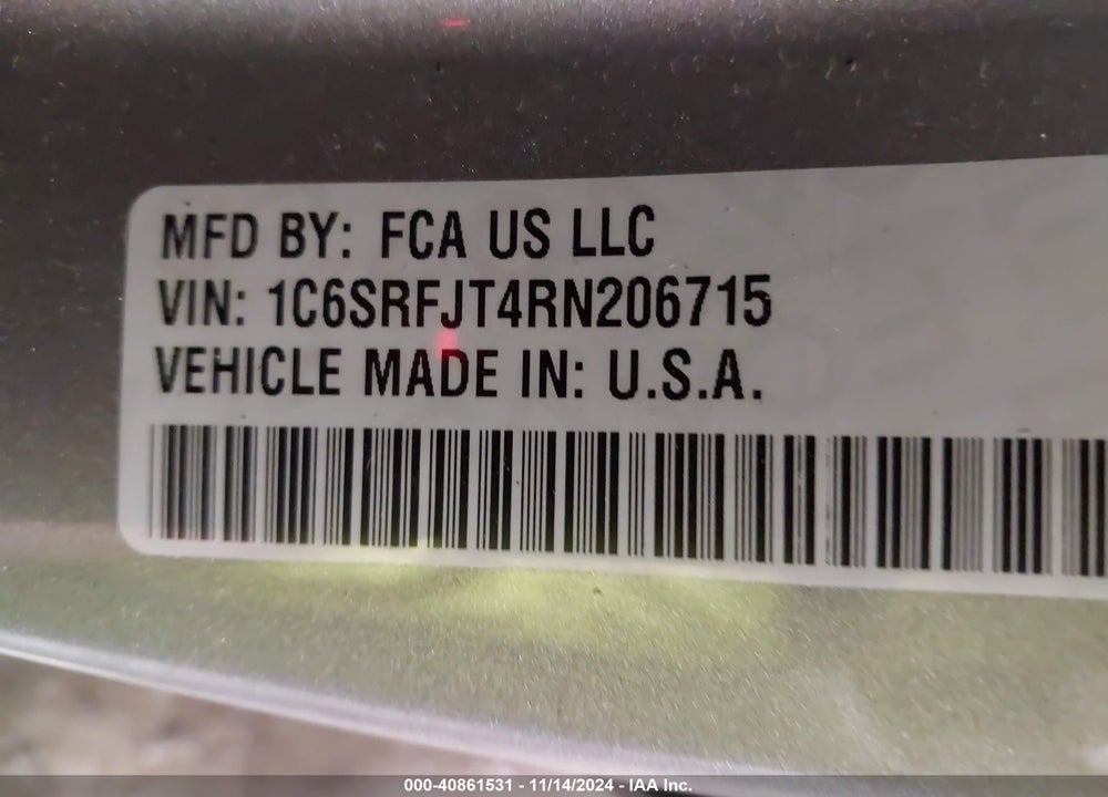 2024 RAM 1500 LAIE VIN: 1C6SRFJT4RN206715