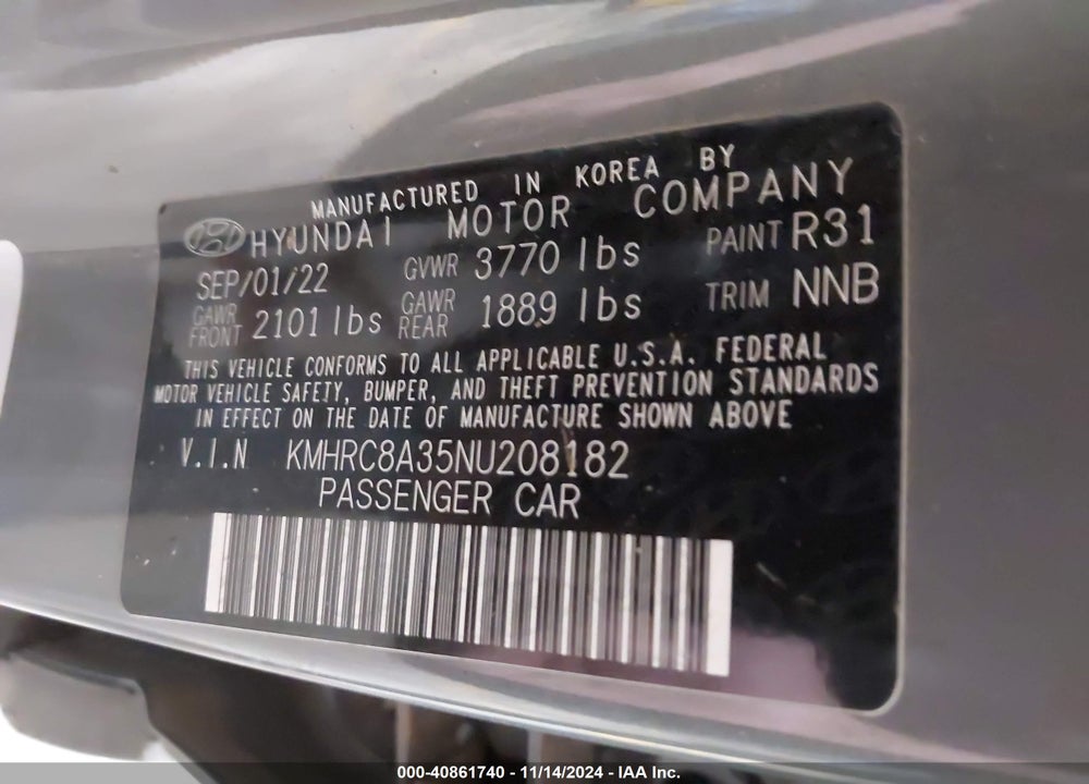 2022 HYUNDAI VENUE LIMITED VIN: KMHRC8A35NU208182