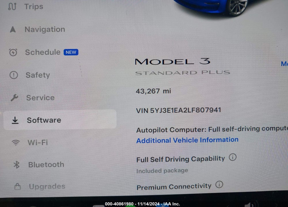 2020 TESLA MODEL 3 STANDARD RANGE PLUS REAR-WHEEL DRIVE/STANDARD RANGE REAR-WHEEL DRIVE VIN: 5YJ3E1EA2LF807941