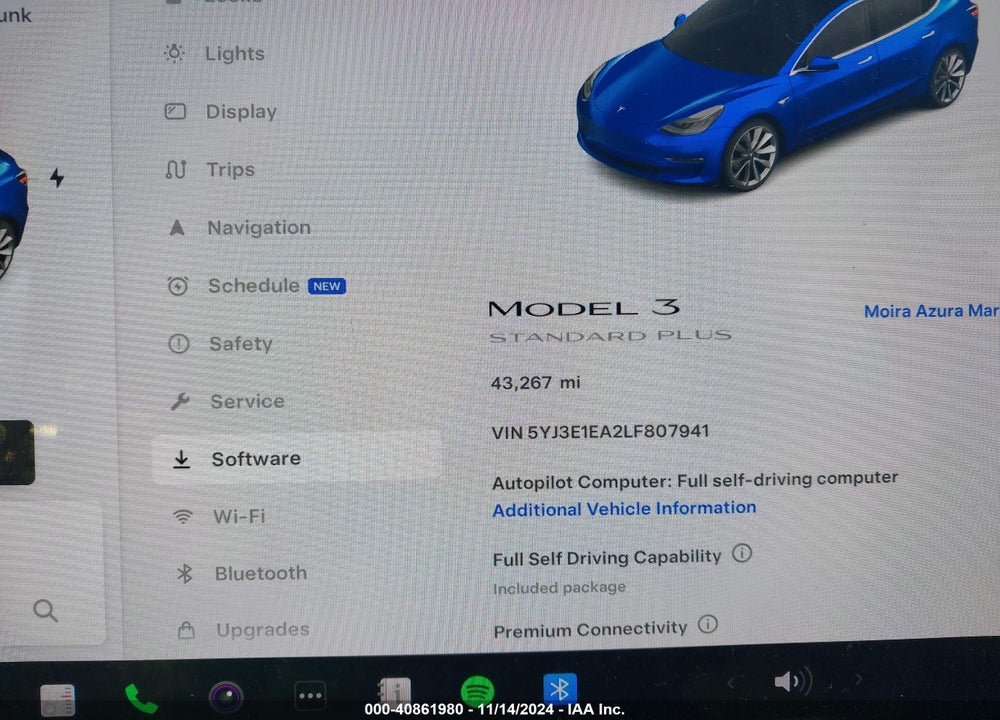 2020 TESLA MODEL 3 STANDARD RANGE PLUS REAR-WHEEL DRIVE/STANDARD RANGE REAR-WHEEL DRIVE VIN: 5YJ3E1EA2LF807941