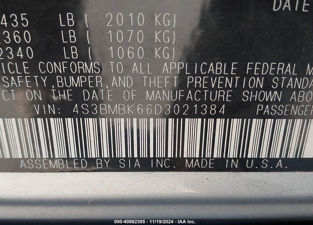 2013 SUBARU LEGACY 2.5I LIMITED VIN: 4S3BMBK66D3021384