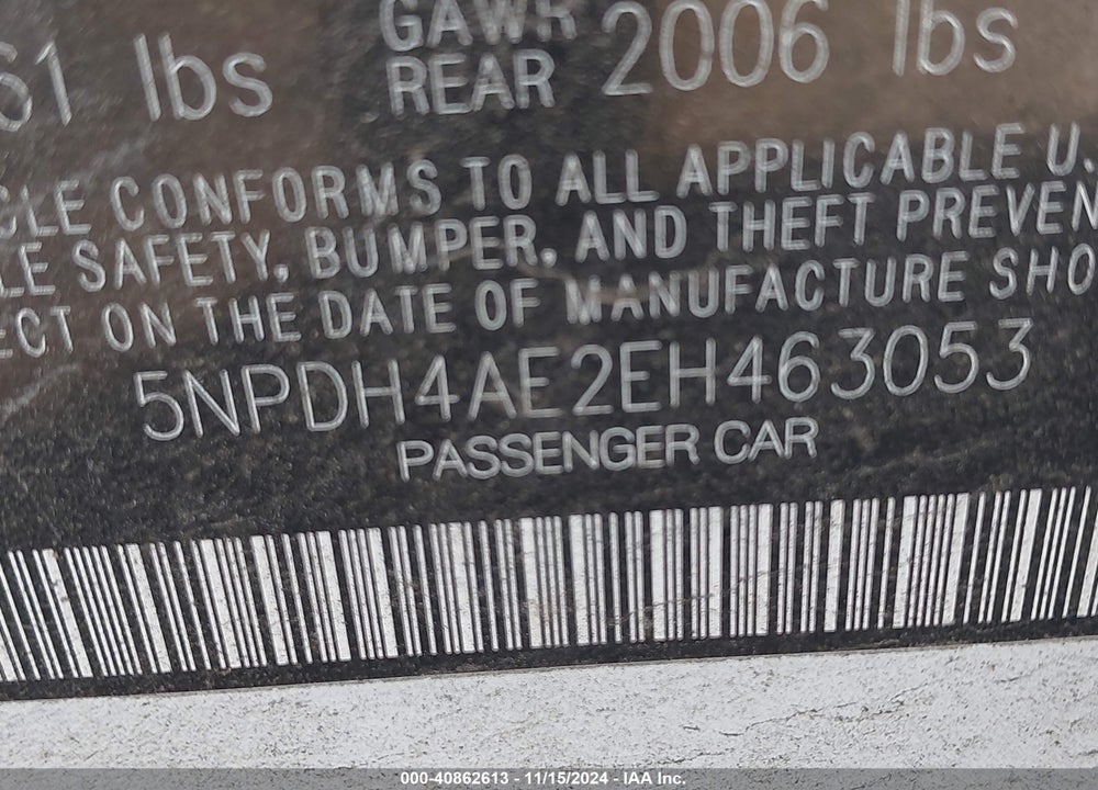 2014 HYUNDAI ELANTRA SE VIN: 5NPDH4AE2EH463053