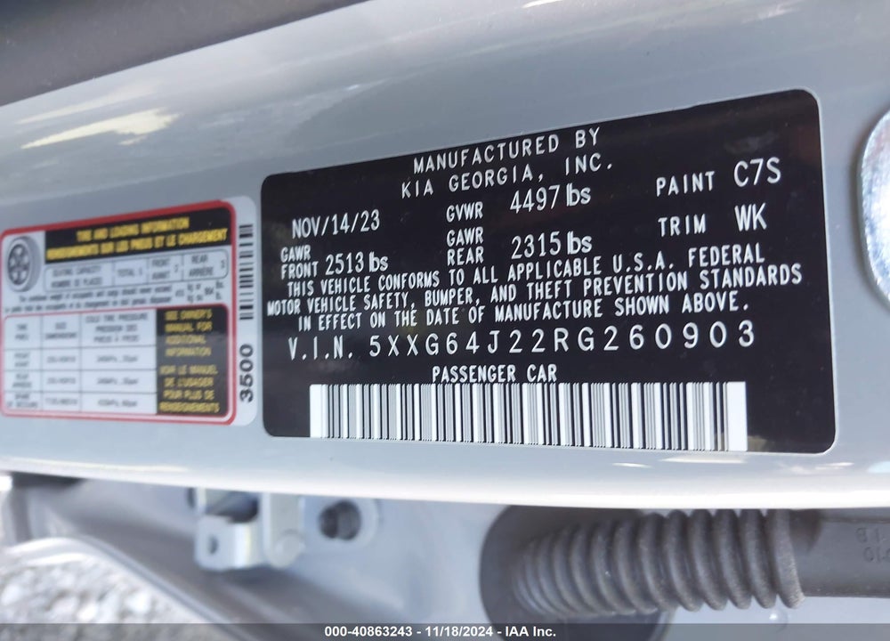 2024 KIA K5 GT LINE VIN: 5XXG64J22RG260903