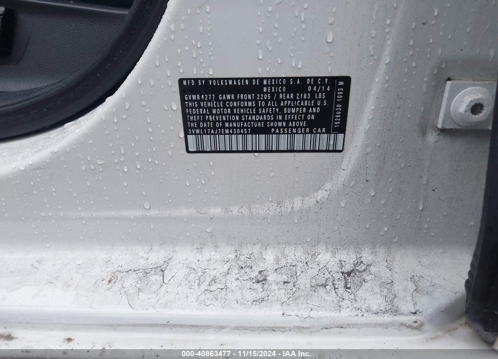 2014 VOLKSWAGEN JETTA 1.8T SEL VIN: 3VWL17AJ7EM430457