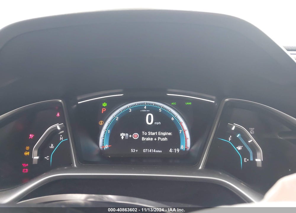 2019 HONDA CIVIC EX VIN: 19XFC1F37KE012732