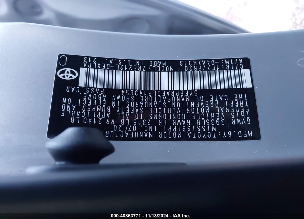2020 TOYOTA COROLLA LE VIN: 5YFEPRAE0LP143654