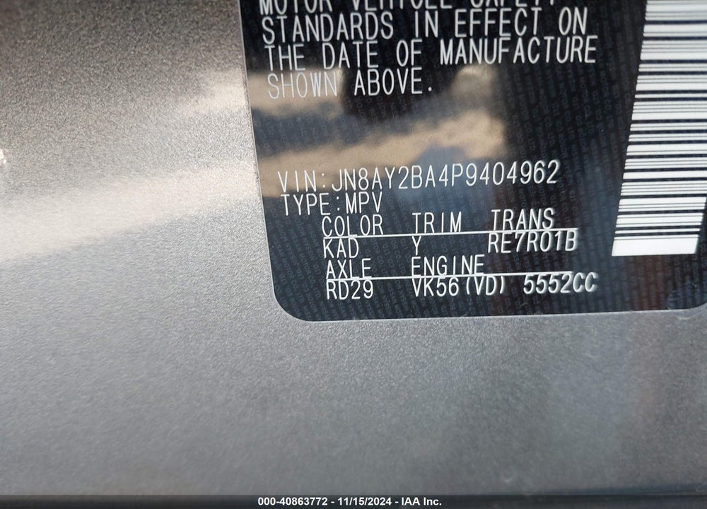 2023 NISSAN ARMADA SL 2WD VIN: JN8AY2BA4P9404962