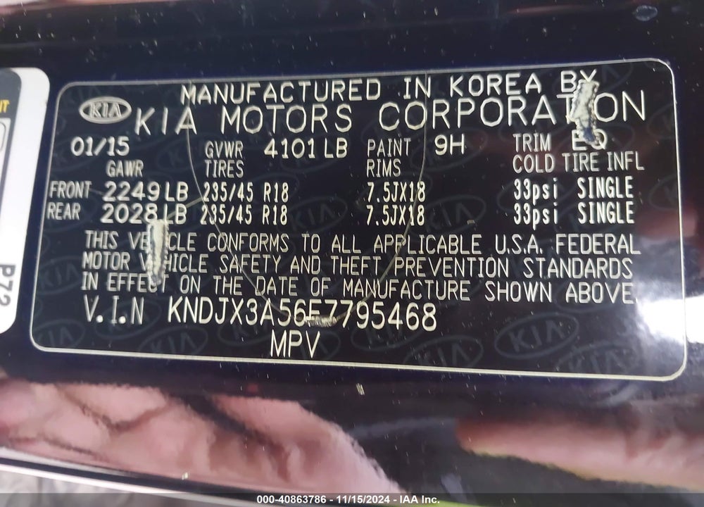 2015 KIA SOUL VIN: KNDJX3A56F7795468