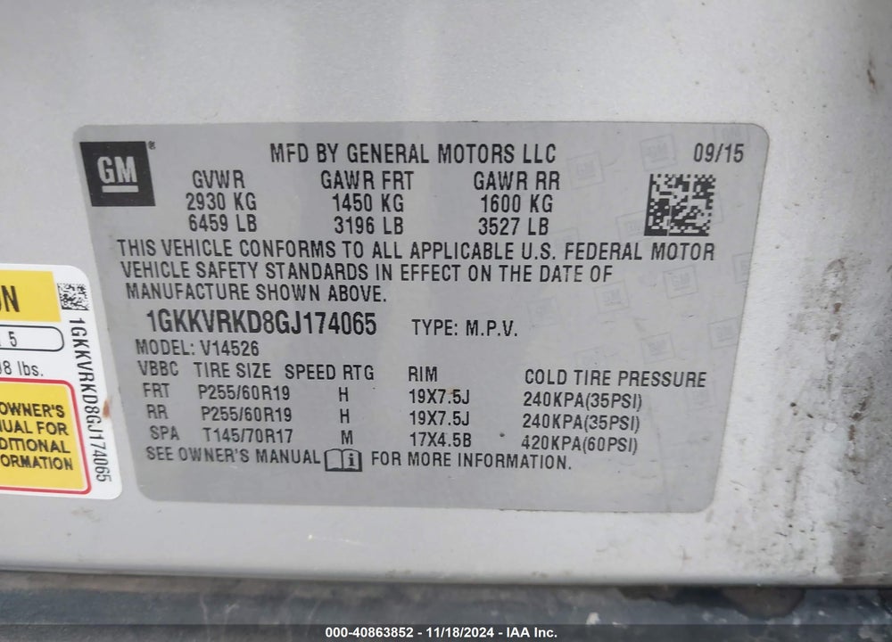 2016 GMC ACADIA SLT-1 VIN: 1GKKVRKD8GJ174065