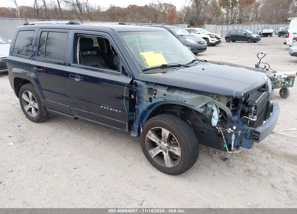 2017 JEEP PATRIOT HIGH ALTITUDE FWD VIN: 1C4NJPFA6HD134351