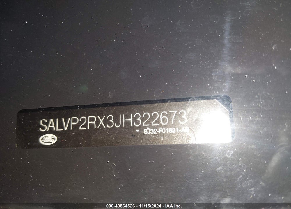 2018 LAND ROVER RANGE ROVER EVOQUE SE/SE PREMIUM VIN: SALVP2RX3JH322673