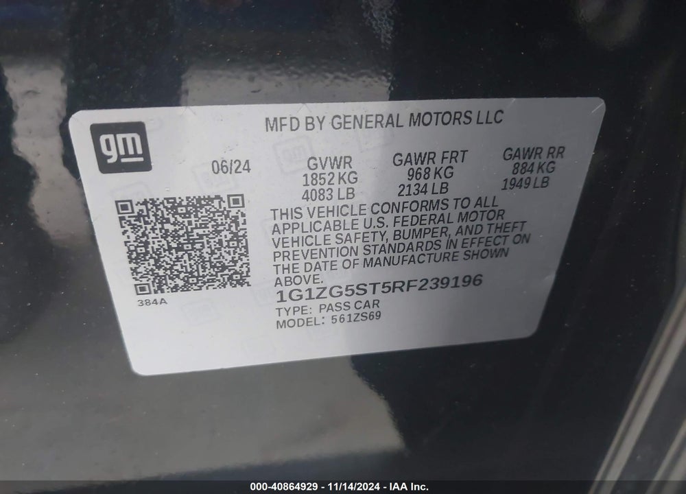 2024 CHEVROLET MALIBU FWD RS VIN: 1G1ZG5ST5RF239196