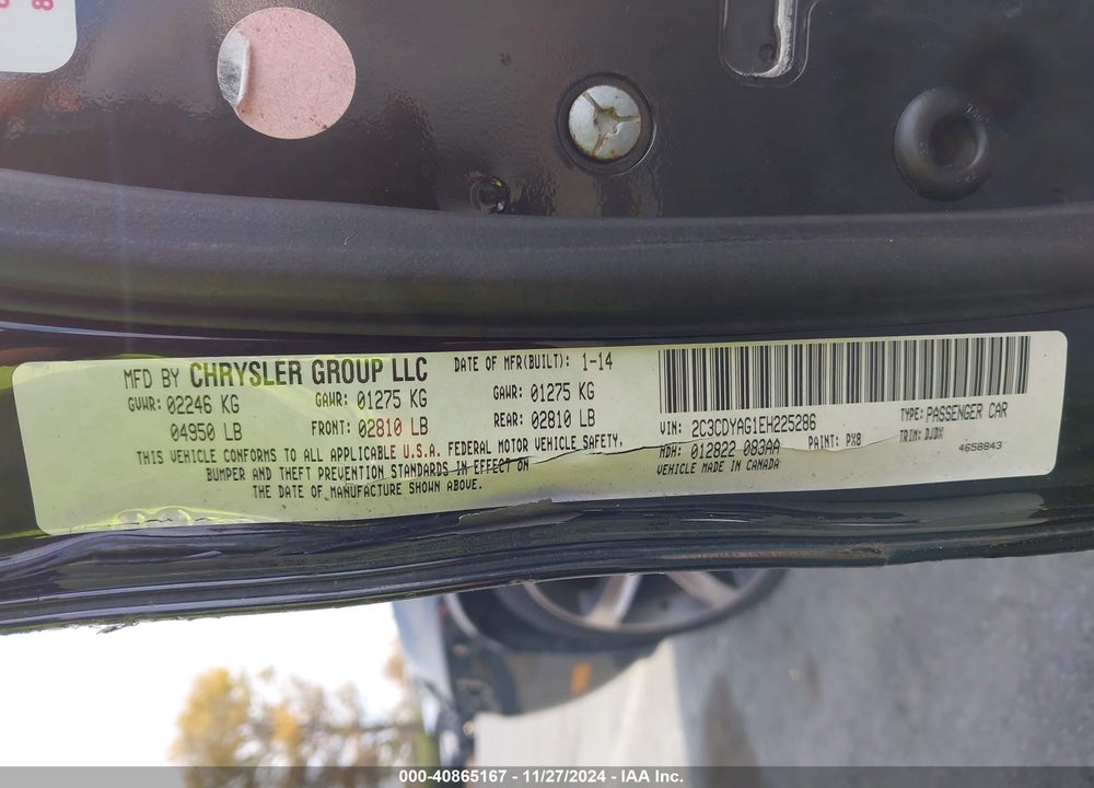 2014 DODGE CHALLENGER SXT 100TH ANNIVERSARY APPEARANCE GROUP VIN: 2C3CDYAG1EH225286