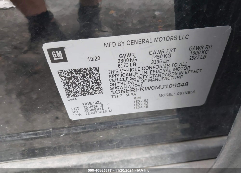 2021 CHEVROLET TRAVERSE FWD LS VIN: 1GNERFKW0MJ109548