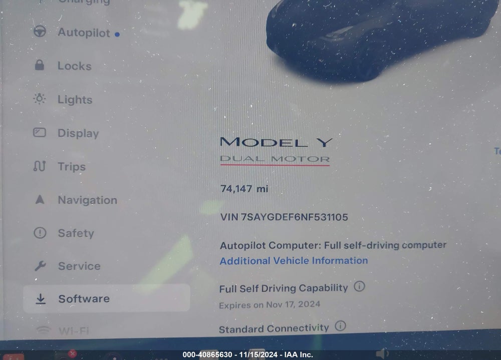 2022 TESLA MODEL Y PERFORMANCE DUAL MOTOR ALL-WHEEL DRIVE VIN: 7SAYGDEF6NF531105