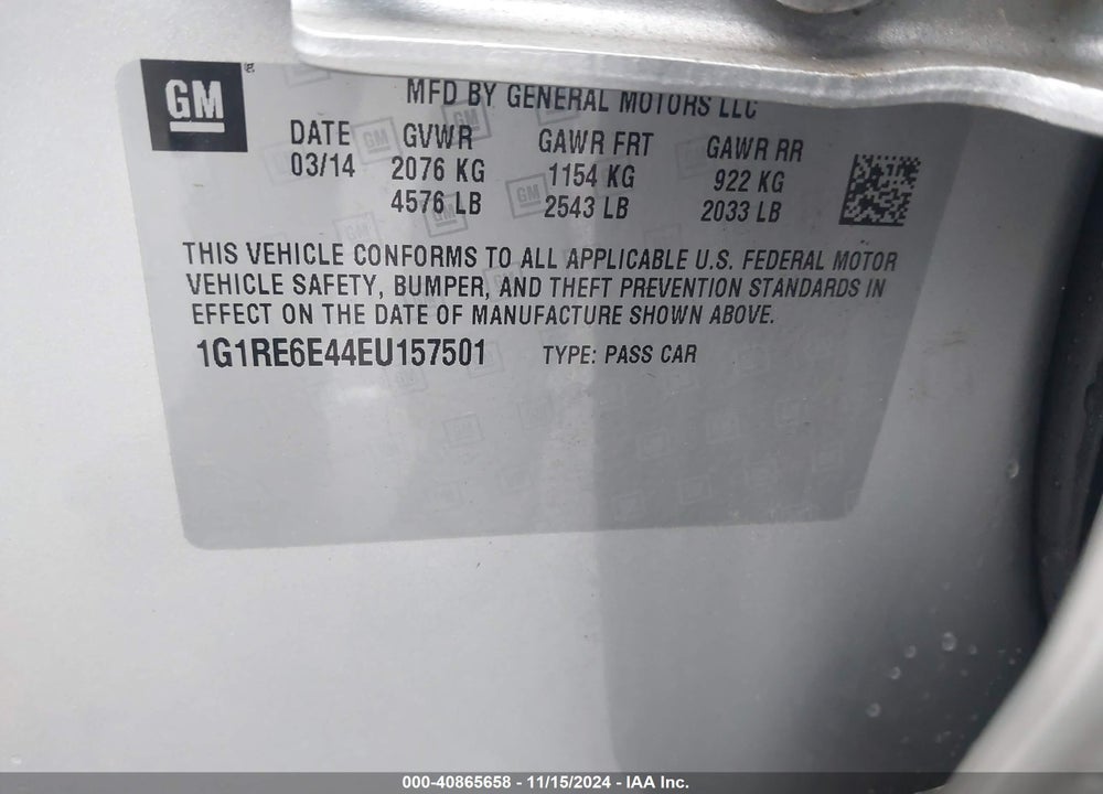 2014 CHEVROLET VOLT VIN: 1G1RE6E44EU157501