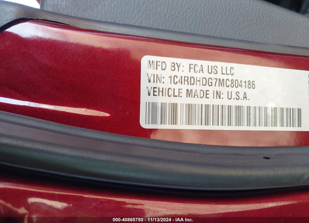 2021 DODGE DURANGO GT PLUS RWD VIN: 1C4RDHDG7MC804186
