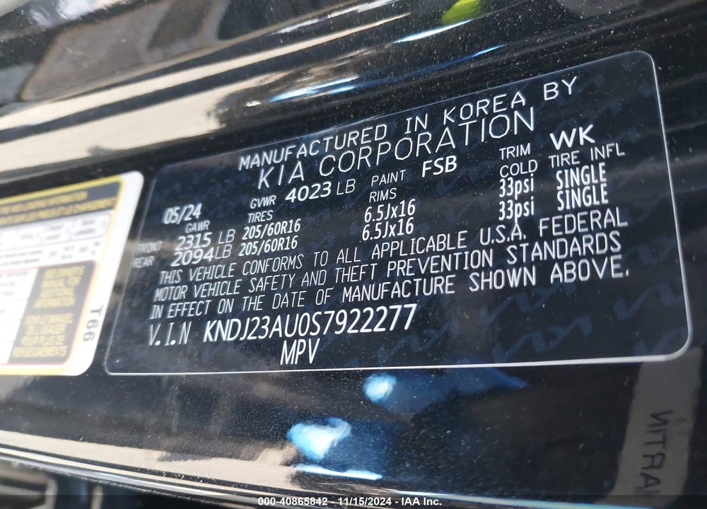 2025 KIA SOUL LX VIN: KNDJ23AU0S7922277