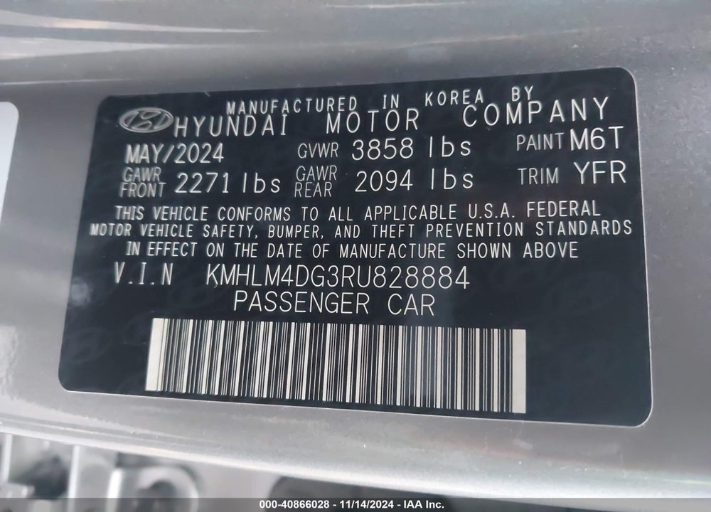 2024 HYUNDAI ELANTRA VIN: KMHLM4DG3RU828884