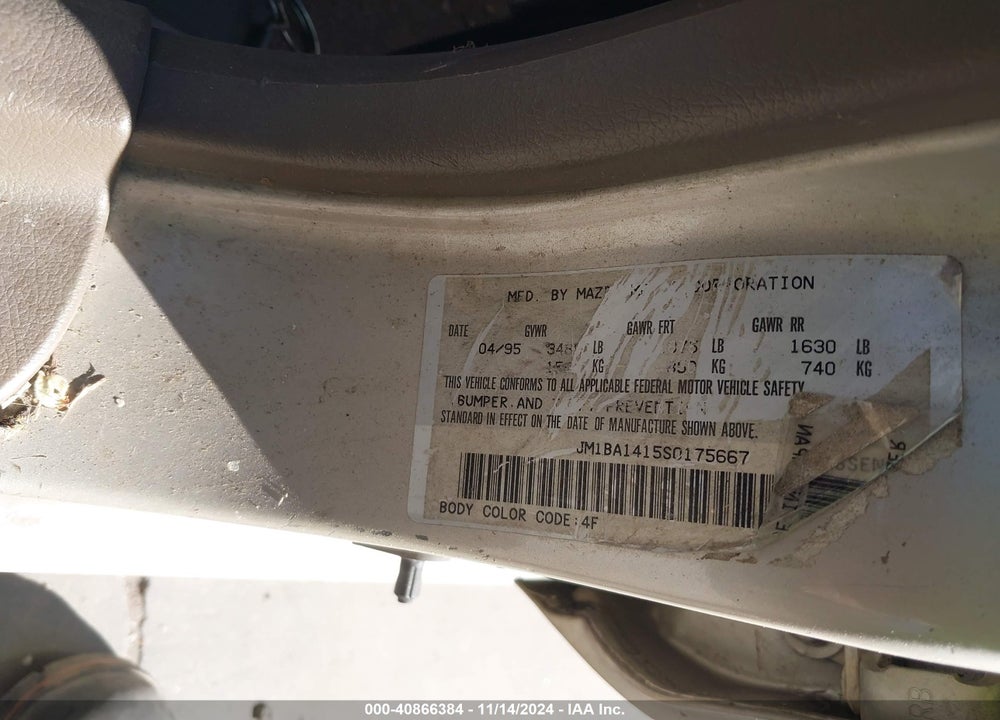 1995 MAZDA PROTEGE DX/LX VIN: JM1BA1415S0175667