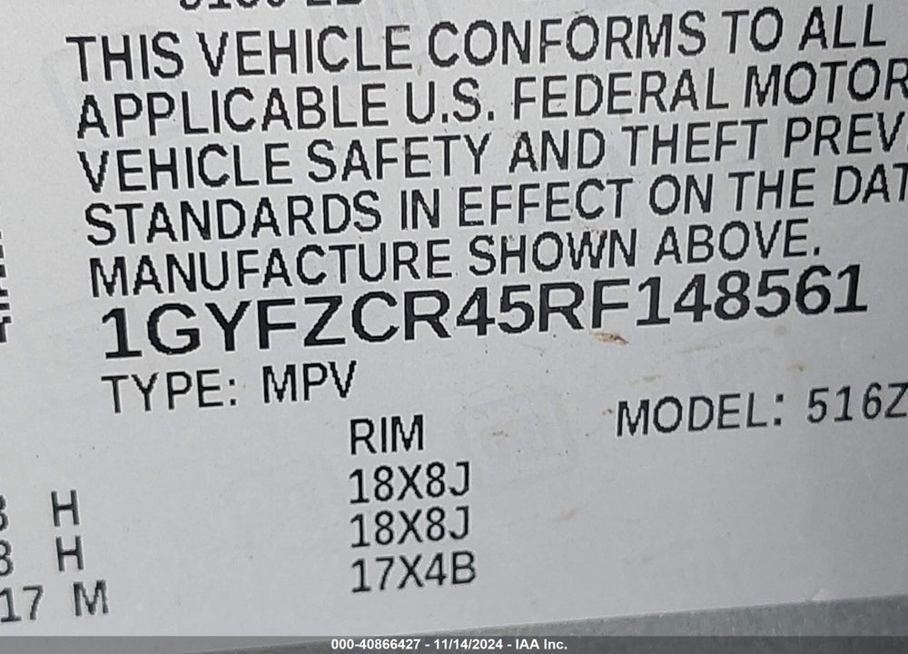 2024 CADILLAC XT4 FWD PREMIUM LUXURY VIN: 1GYFZCR45RF148561