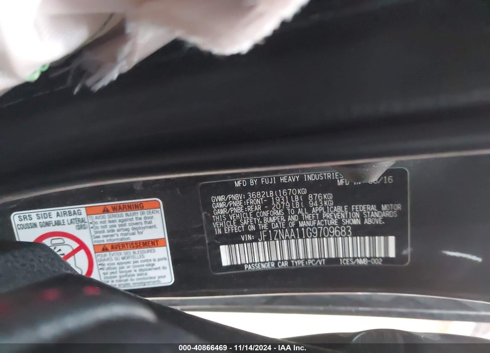 2016 SCION FR-S VIN: JF1ZNAA11G9709683