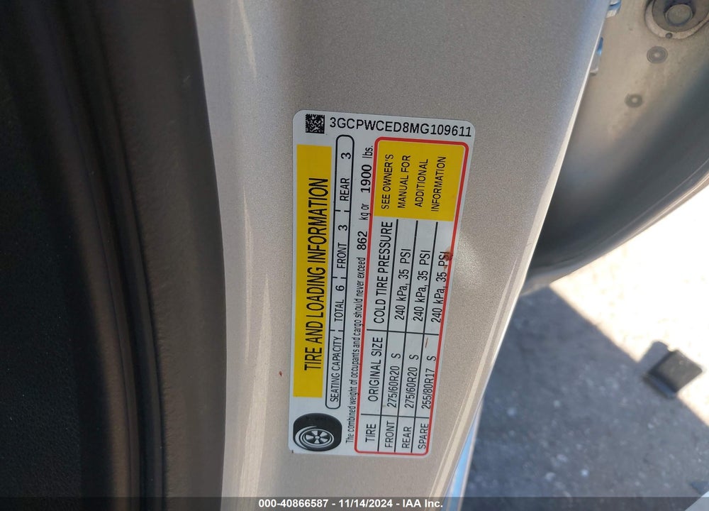 2021 CHEVROLET SILVERADO 1500 VIN: 3GCPWCED8MG109611
