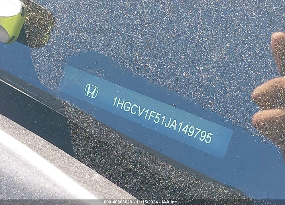 2018 HONDA ACCORD VIN: 1HGCV1F51JA149795