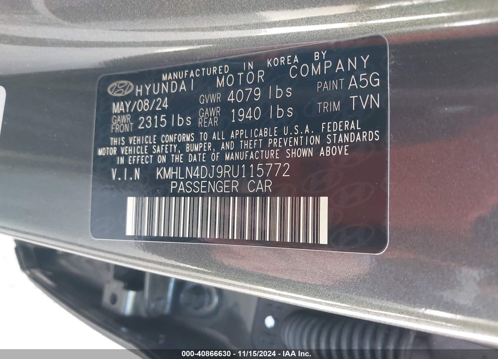2024 HYUNDAI ELANTRA VIN: KMHLN4DJ9RU115772