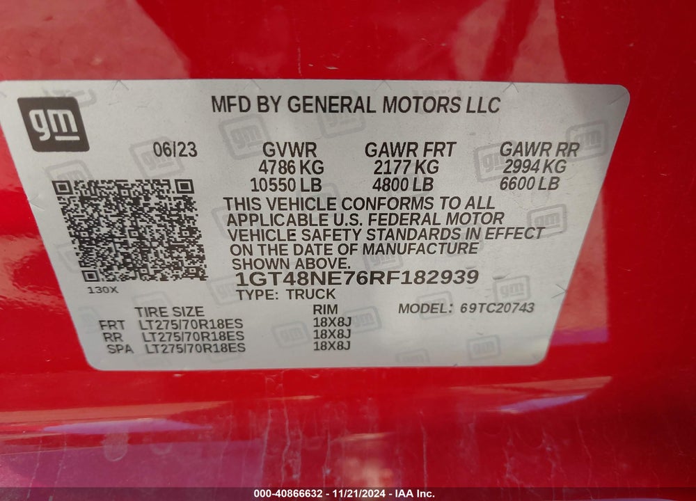 2024 GMC SIERRA 2500HD 2WD  STANDARD BED SLT VIN: 1GT48NE76RF182939