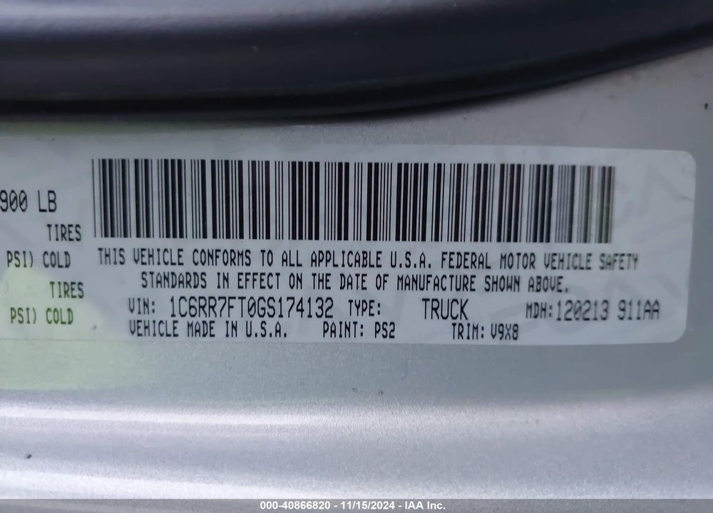 2016 RAM 1500 EXPRESS VIN: 1C6RR7FT0GS174132