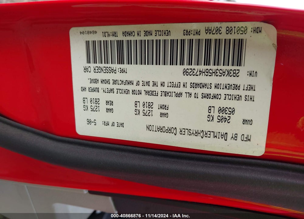 2006 DODGE CHARGER RT VIN: 2B3KA53H56H473290