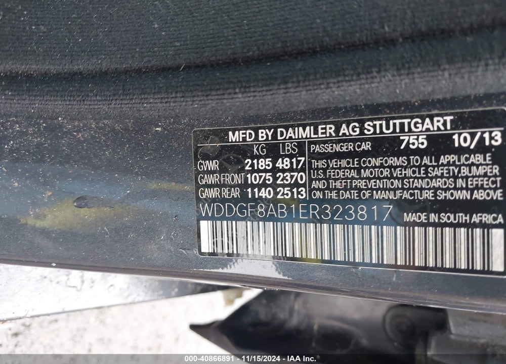 2014 MERCEDES-BENZ C 300 LUXURY 4MATIC/SPORT 4MATIC VIN: WDDGF8AB1ER323817