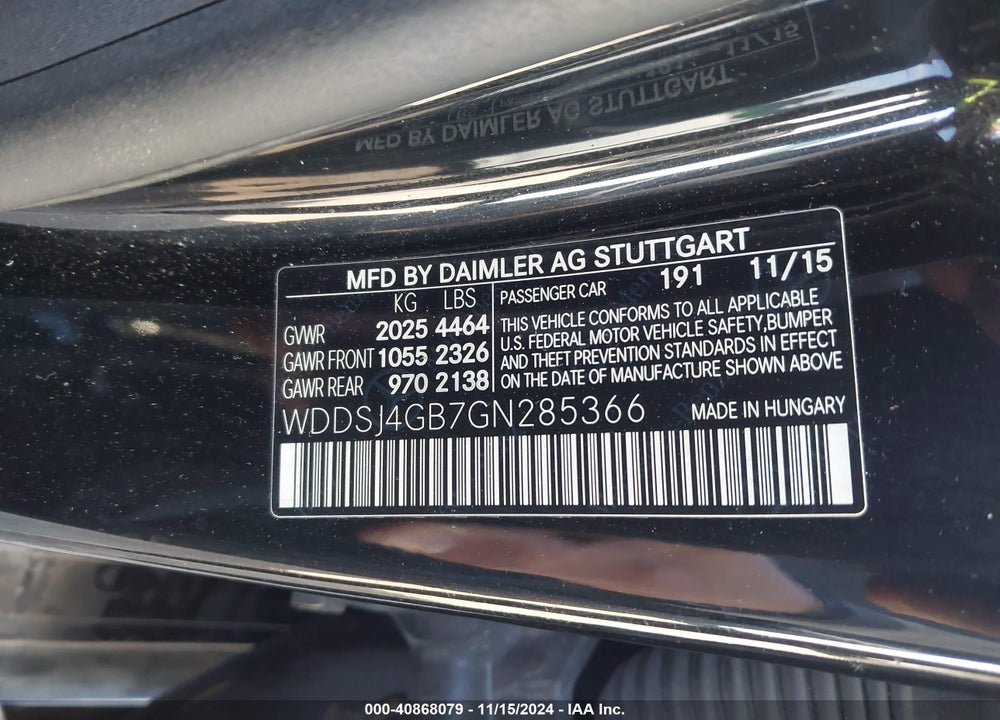 2016 MERCEDES-BENZ CLA 250 4MATIC VIN: WDDSJ4GB7GN285366