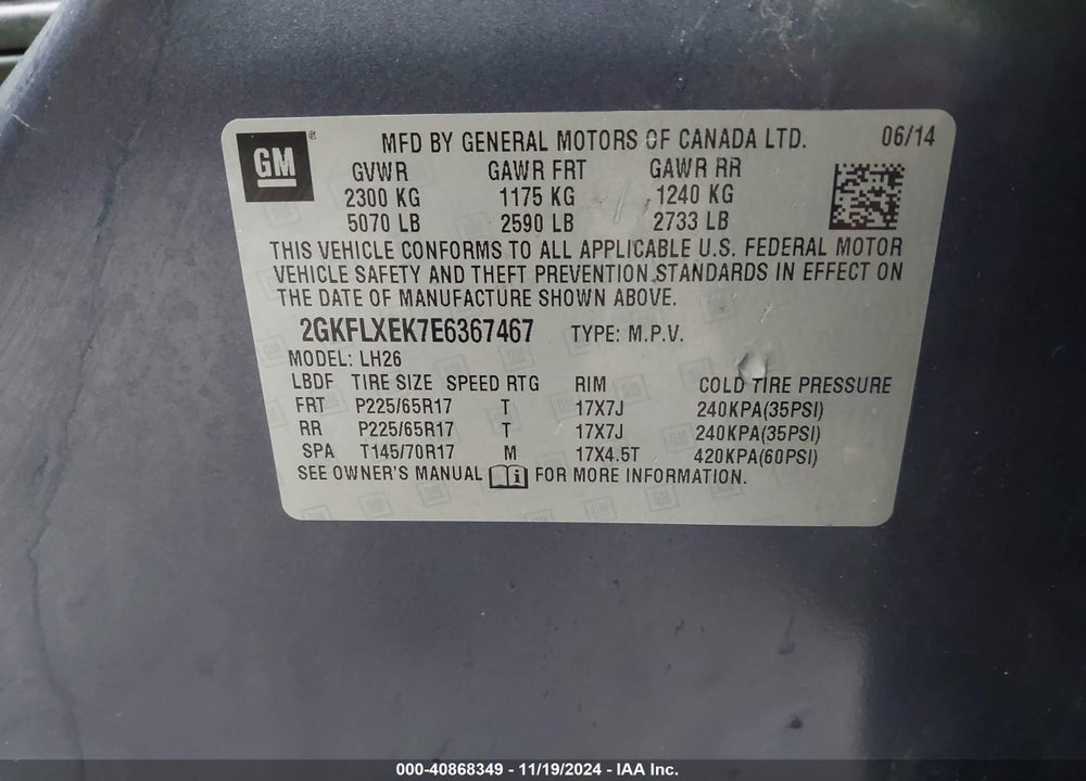 2014 GMC TERRAIN SLT-1 VIN: 2GKFLXEK7E6367467