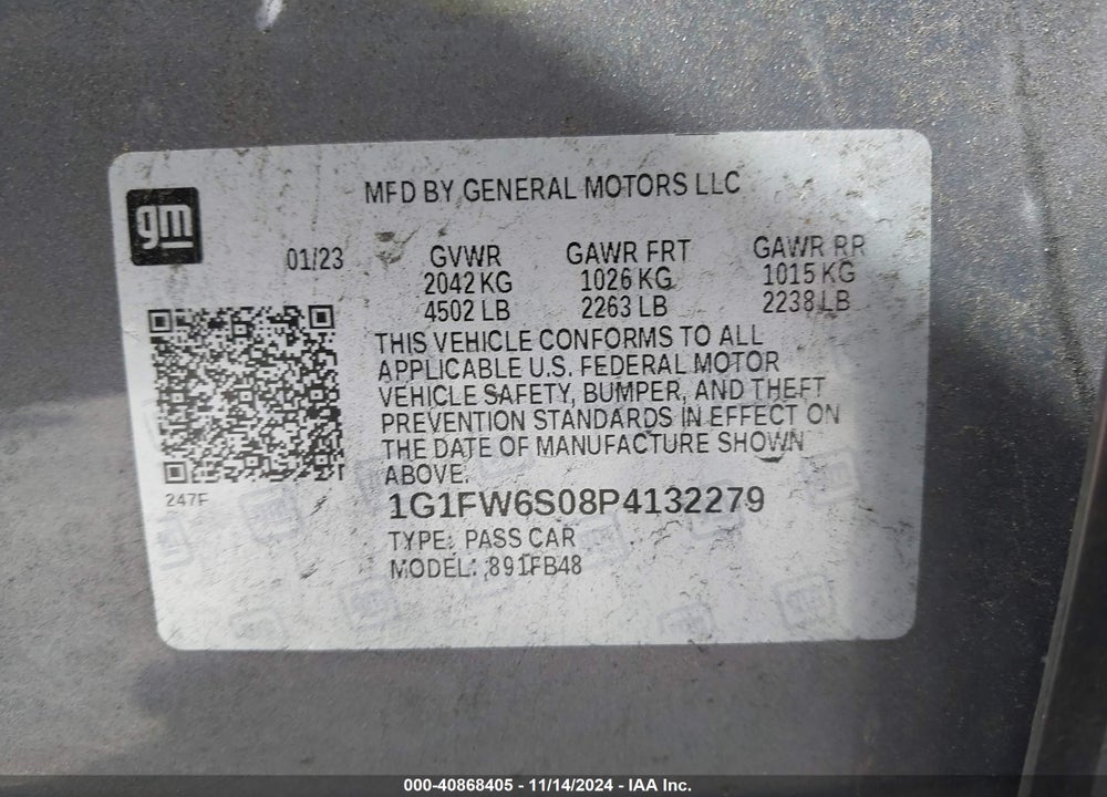 2023 CHEVROLET BOLT EV FWD 1LT VIN: 1G1FW6S08P4132279
