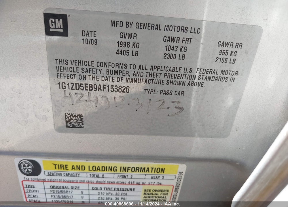 2010 CHEVROLET MALIBU LT VIN: 1G1ZD5EB9AF153826