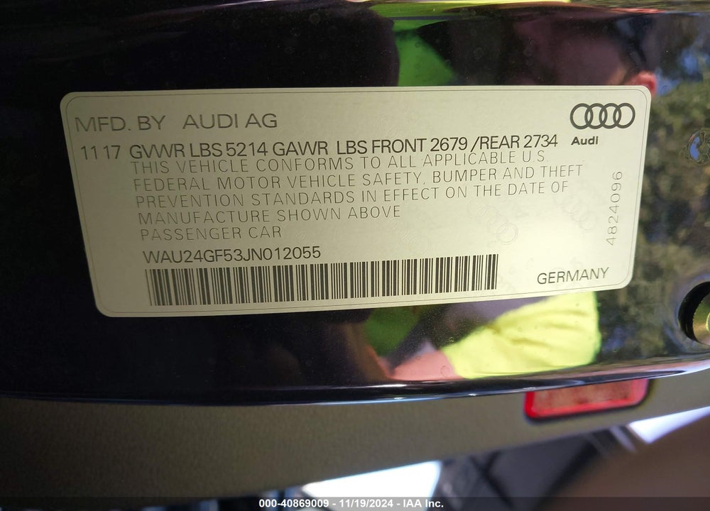 2018 AUDI S5 3.0T PREMIUM PLUS VIN: WAU24GF53JN012055