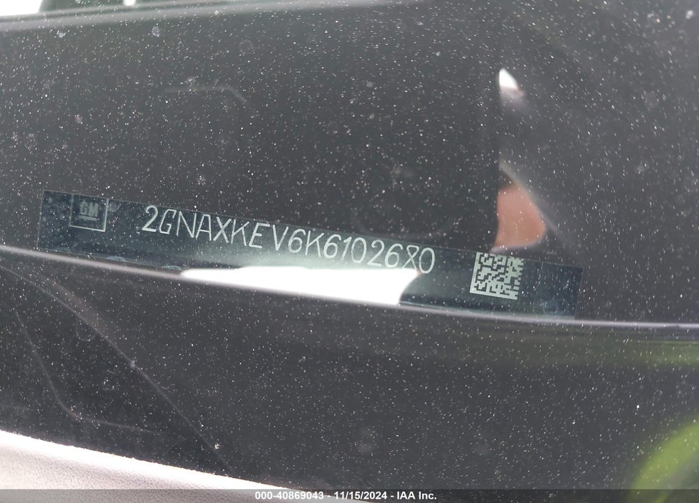 2019 CHEVROLET EQUINOX LT VIN: 2GNAXKEV6K6102680