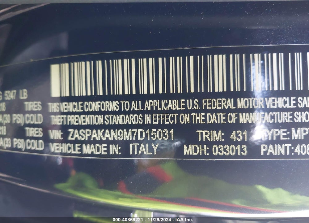 2021 ALFA ROMEO STELVIO AWD VIN: ZASPAKAN9M7D15031