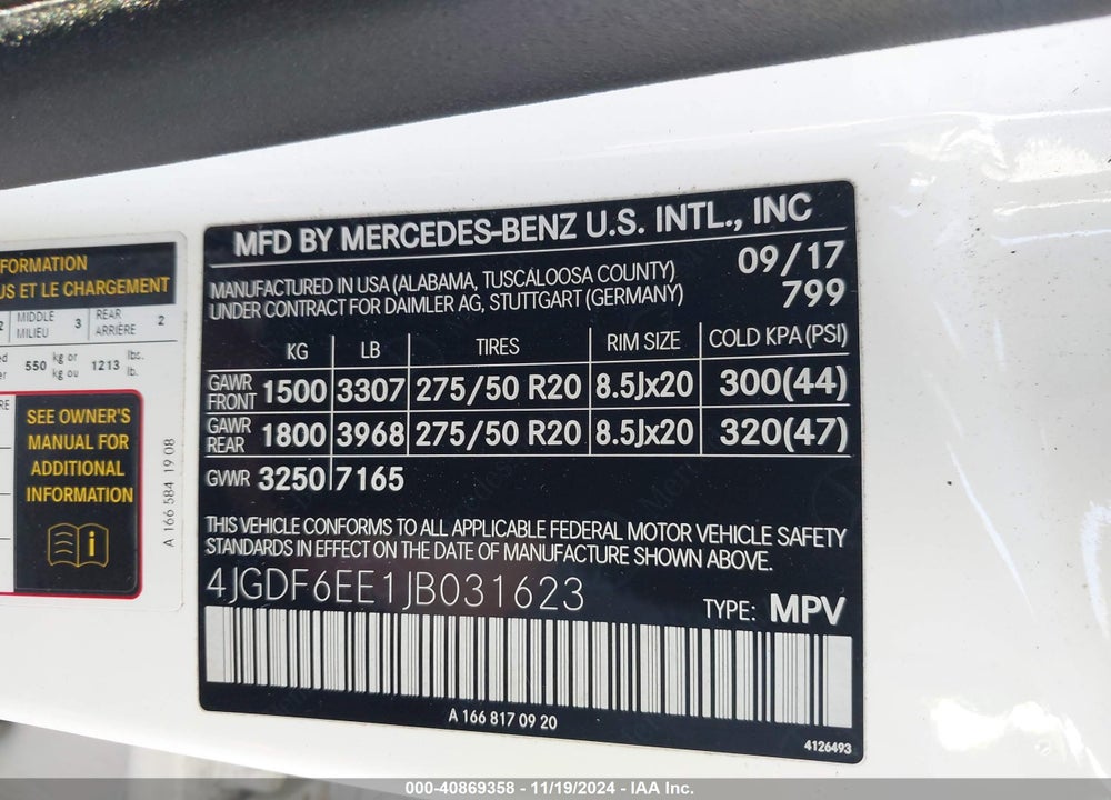 2018 MERCEDES-BENZ GLS 450 VIN: 4JGDF6EE1JB031623