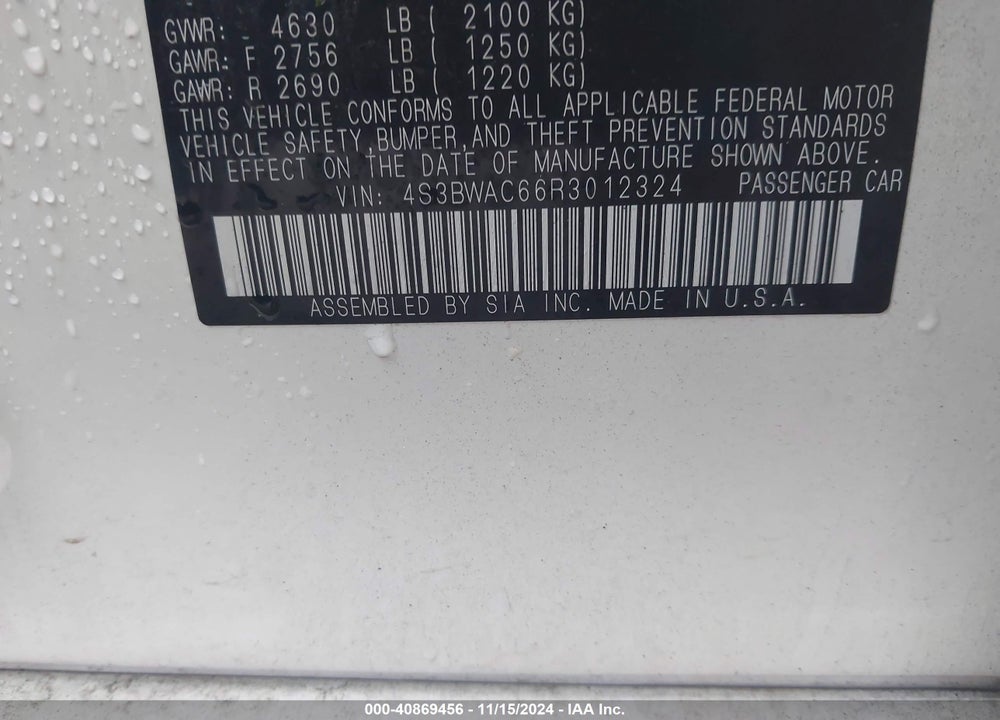 2024 SUBARU LEGACY PREMIUM VIN: 4S3BWAC66R3012324