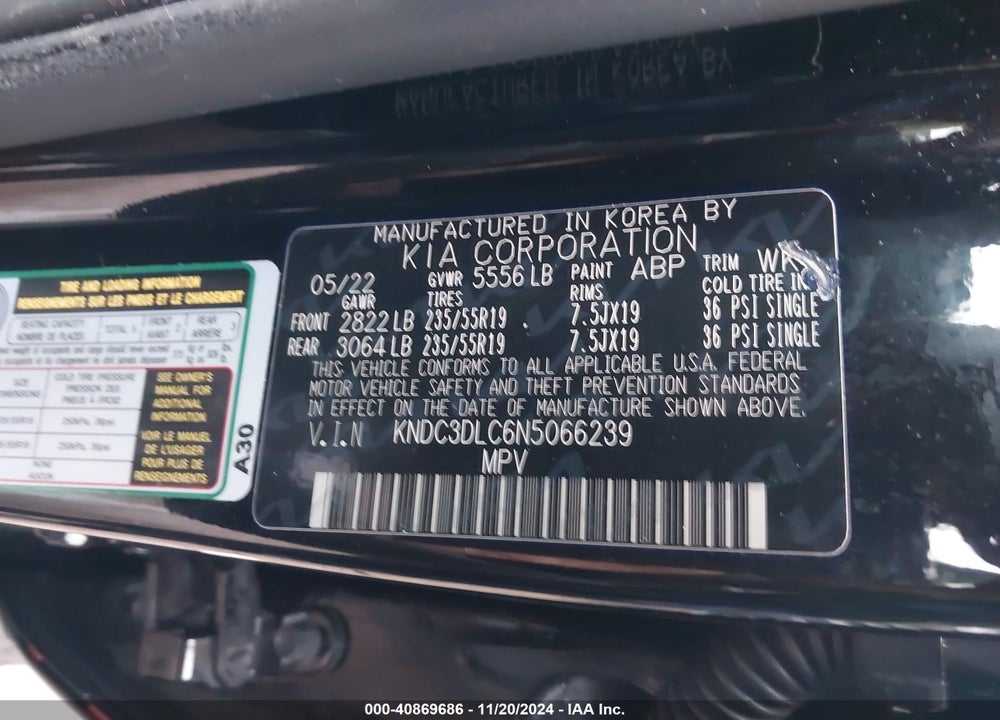 2022 KIA EV6 WIND VIN: KNDC3DLC6N5066239