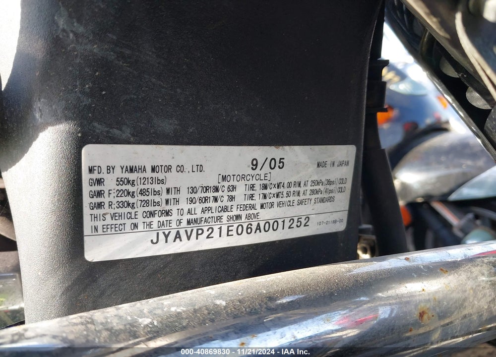 2006 YAMAHA XV1900 A VIN: JYAVP21E06A001252