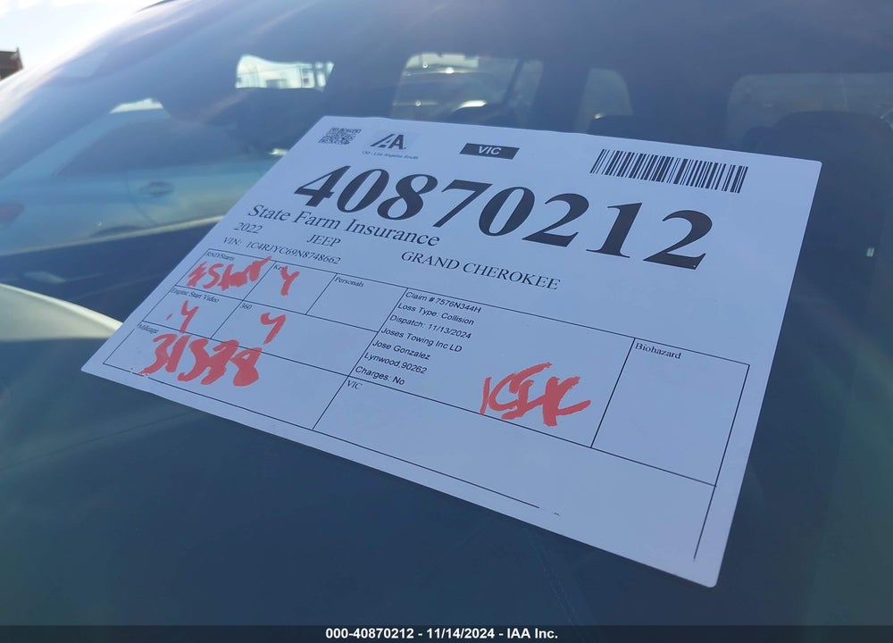 2022 JEEP GRAND CHEROKEE 4XE TRAILHAWK 4X4 VIN: 1C4RJYC69N8748662