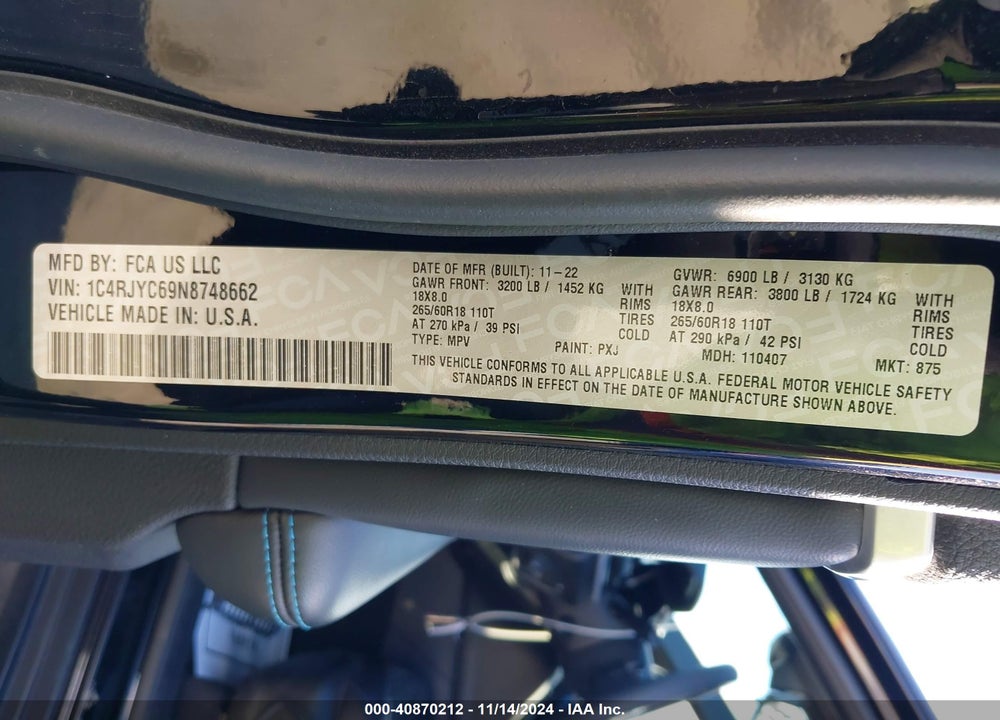 2022 JEEP GRAND CHEROKEE 4XE TRAILHAWK 4X4 VIN: 1C4RJYC69N8748662